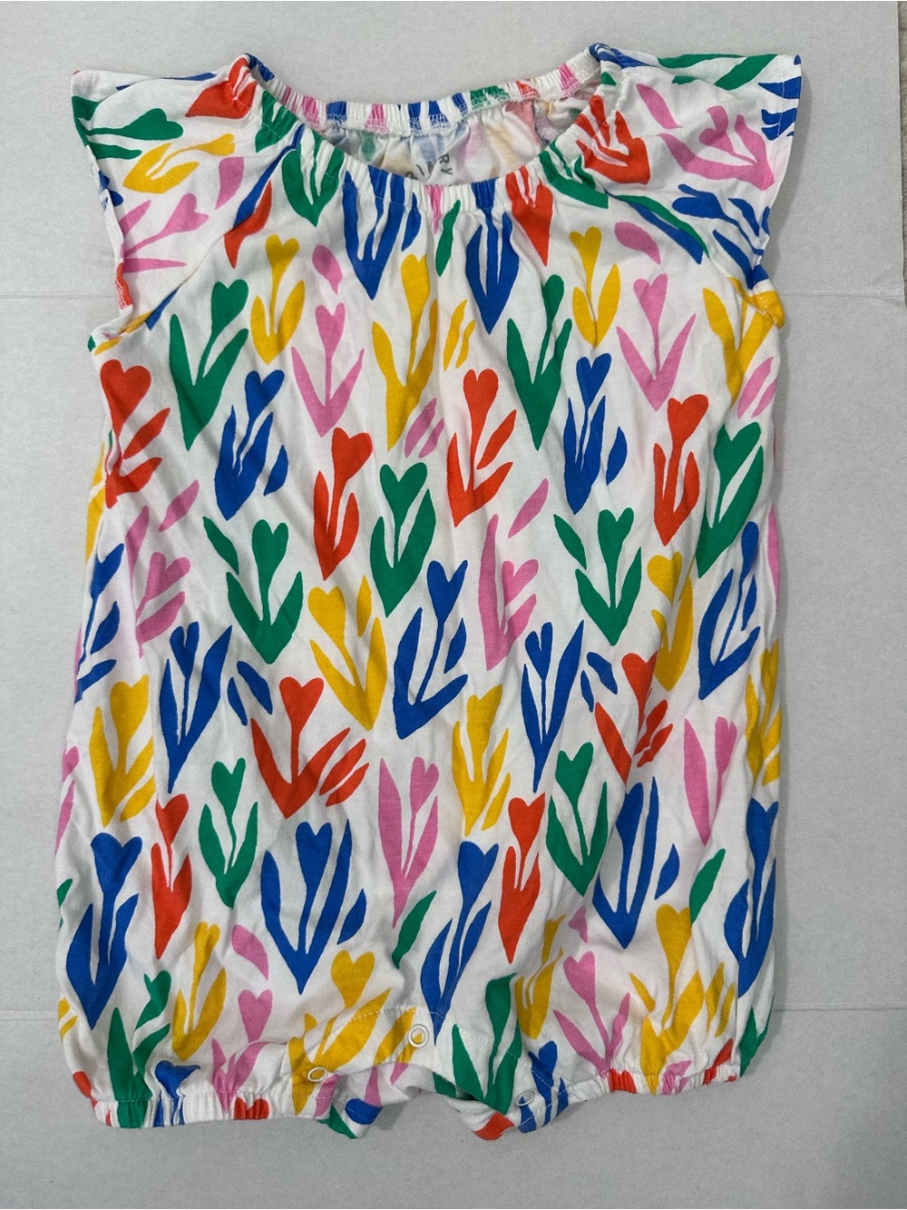 PRIMARY Baby Flutter Sleeve Shortie in Rainbow Tulip Fields 18-24 Months